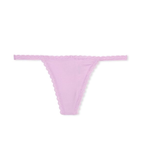 3x Victoria's Secret Lace-Trim V-String Panty - Violet Sugar - Size Medium - Picture 4 of 5